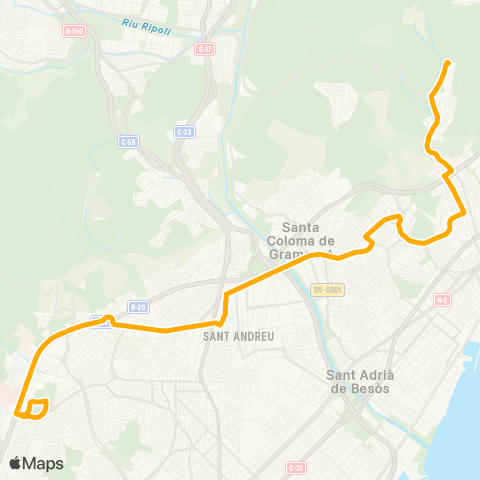 AMB Badalona-Barcelona map