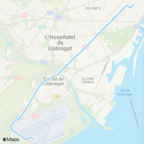 AMB Aerobús Barcelona-Aeroport T1 map