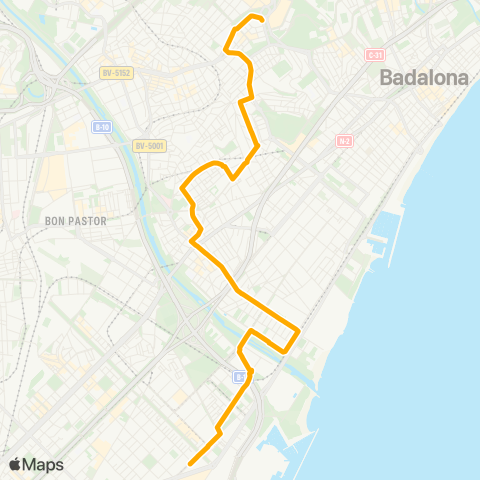 AMB Badalona-Barcelona map