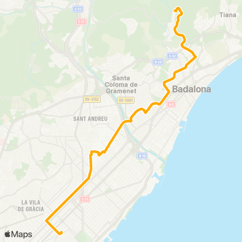 AMB Badalona-Barcelona map