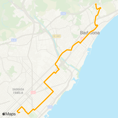 AMB Badalona-Barcelona map