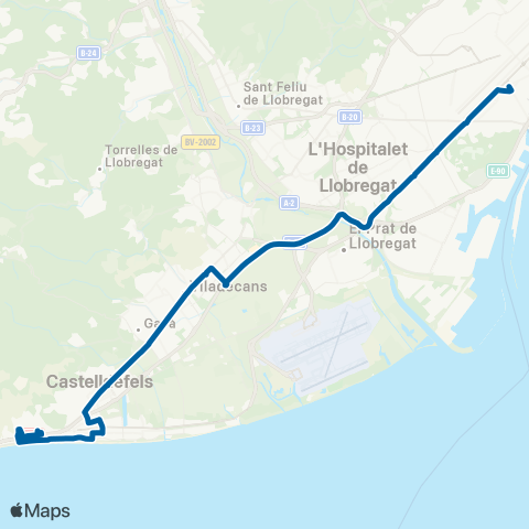 AMB Barcelona-Castelldefels map