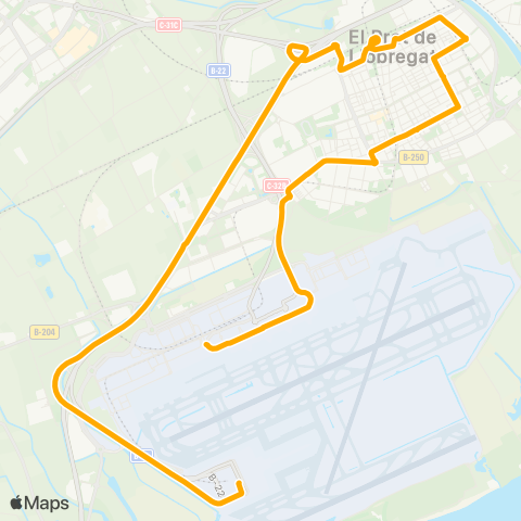 AMB Aeroport T1-Aeroport T2 map