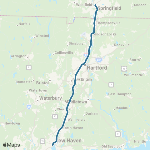 Amtrak Amtrak Hartford Line map