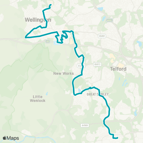 Arriva Midlands Madeley Centre - Princess Royal Hospital map