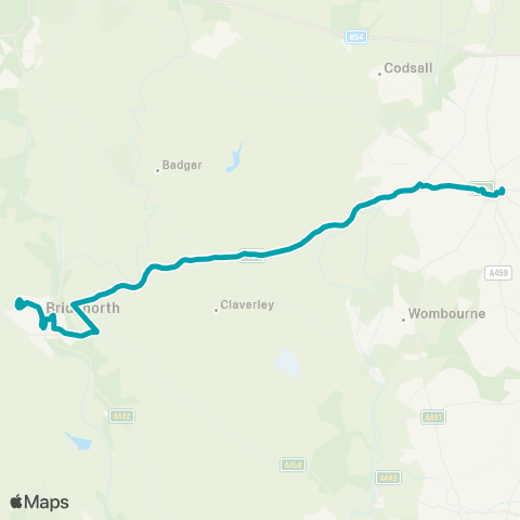 Arriva Midlands Oak Gardens - Wolverhampton Bus Station map