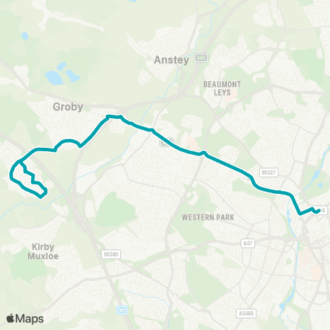 Arriva Midlands Nook Close - St Margaret's Bus Station map