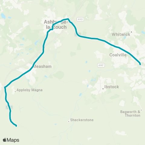 Arriva Midlands Birch Tree - Twycross Zoo map