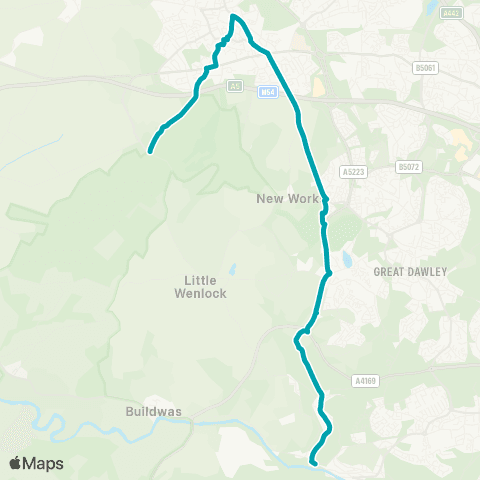 Arriva Midlands Museum of The Gorge Car Pk - The Wrekin Forest Glen Car Pk map