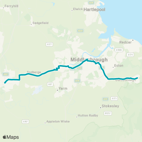 Arriva North East Tubwell Row - Market Place map