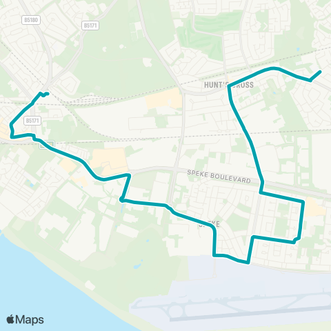 Arriva North West Wood Road - Liverpool South Parkway map
