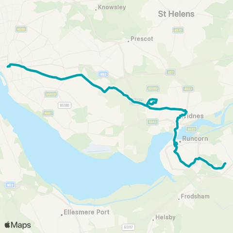 Arriva North West Queen Square Bus Sta - Murdishaw Cen. map