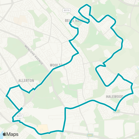 Arriva North West Belle Vale Bus Sta - Belle Vale Bus Sta map