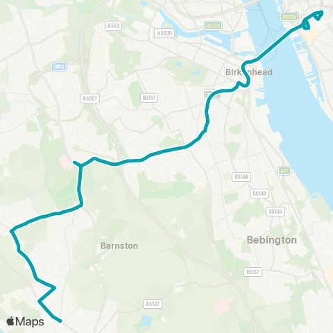 Arriva North West Whitechapel - Heswall Bus Station map
