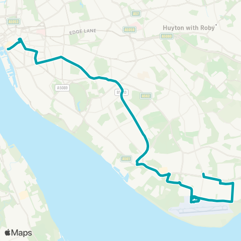Arriva North West Liverpool One Bus Sta - Liverpool John Lennon Airport map