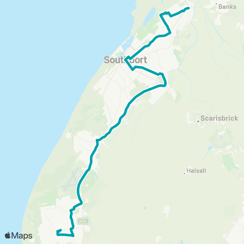Arriva North West Town Lane - Rufford Road map