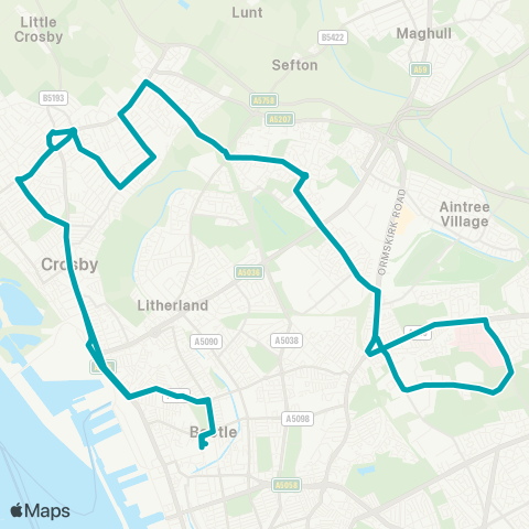 Arriva North West Bootle Bus Sta - Bootle New Strand Sta map