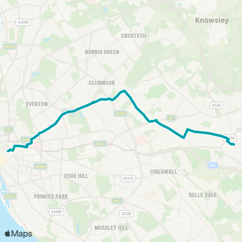 Arriva North West Huyton Bus Sta - Queen Square Bus Sta map
