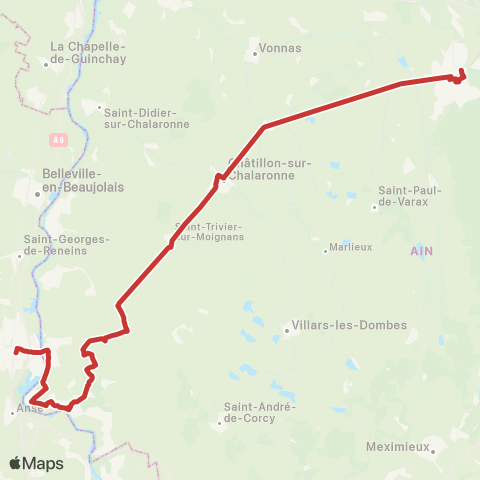 ARA Cars Région Ain Bourg en Bresse-Villefranche / Saône map
