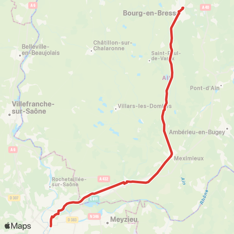 ARA Cars Région Ain Lyon-Bourg en Bresse map