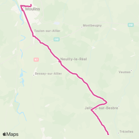 ARA Cars Région Alllier Le Donjon - Jaligny - Moulins map