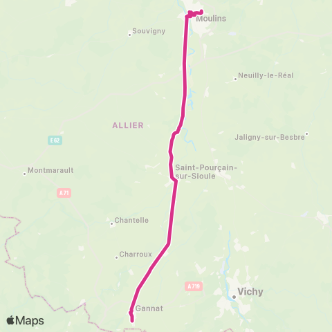 ARA Cars Région Alllier Moulins - Gannat map