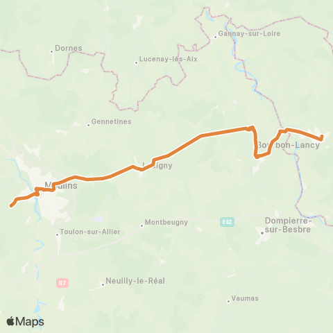 ARA Cars Région Alllier Bourbon Lancy - Moulins map