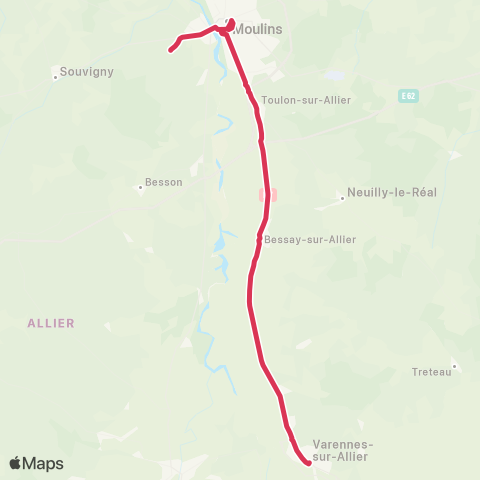 ARA Cars Région Alllier Varennes S / Allier - Moulins map