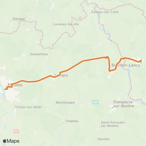 ARA Cars Région Alllier Réservation Bourbon Lancy - Moulins map