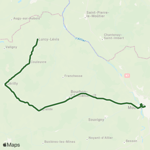 ARA Cars Région Alllier Réservation Lurcy Lévis - Moulins map