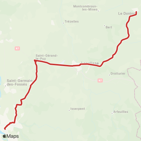 ARA Cars Région Alllier Réservation le Donjon - Lapalisse - Vichy map