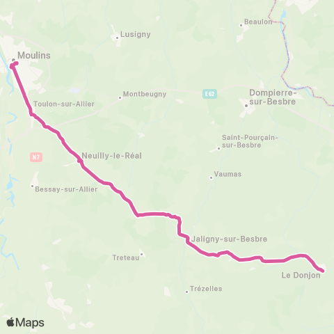 ARA Cars Région Alllier Réservation le Donjon - Jaligny - Moulins map