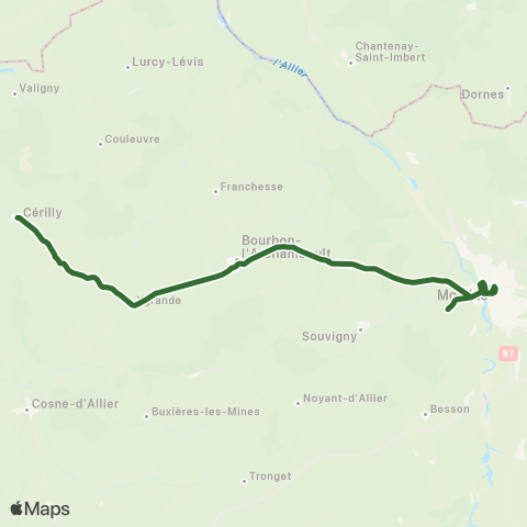 ARA Cars Région Alllier Lurcy Lévis - Moulins map