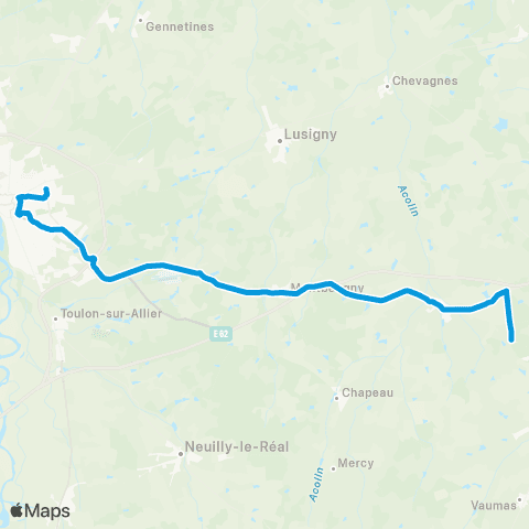 ARA Cars Région Alllier Navette Moulins le Pal map