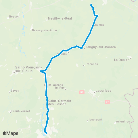 ARA Cars Région Alllier Navette Vichy le Pal map