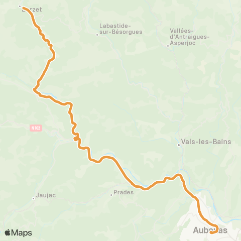 ARA Cars Région Ardèche Burzet - Montpezet - Aubenas map