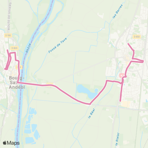 ARA Cars Région Ardèche Bourg St Andéol - Pierrelatte map