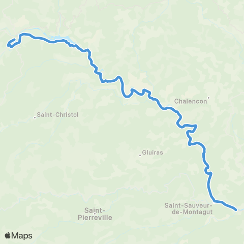 ARA Cars Région Ardèche Valence - St Sauv - le Cheylard map