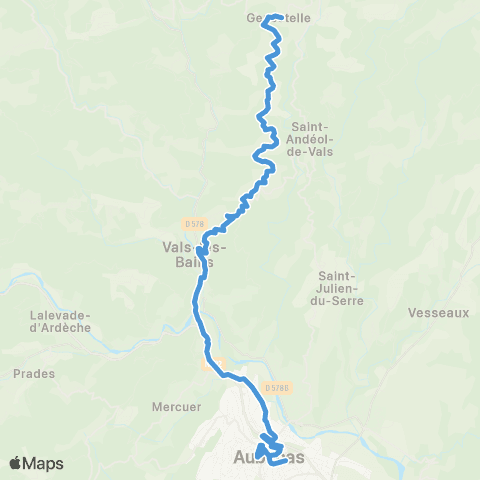 ARA Cars Ardèche - Scolaire Lentilleres - Ailhon - Aubenas / Mercuer map