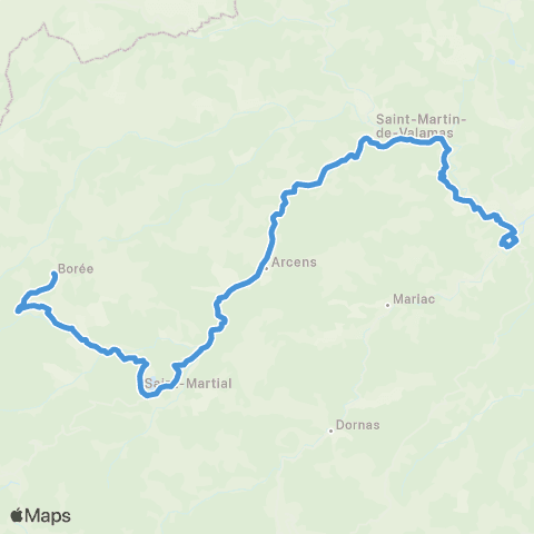 ARA Cars Ardèche - Scolaire Dornas - Mariac - le Cheylard / Accons-le Cheylard / le Chambon-Dornas map
