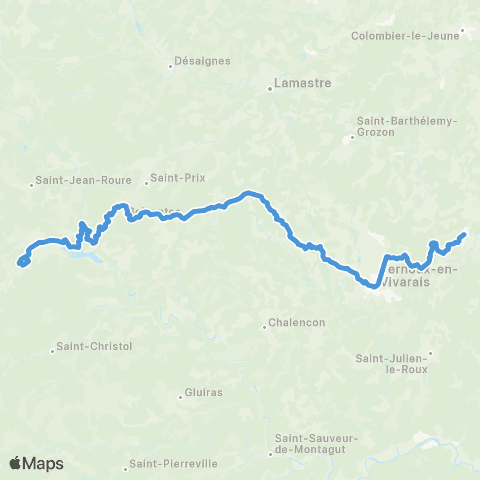ARA Cars Ardèche - Scolaire Boffres - Vernoux - le Cheylard / Lamastre-le Cheylard map