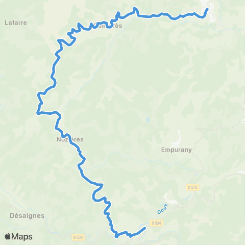 ARA Cars Ardèche - Scolaire St-Félicien - Pailhares - Nozieres - Lamastre map