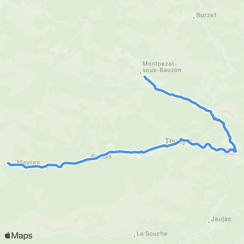 ARA Cars Ardèche - Scolaire Mayres - Montpezat Hameaux de Meyras map