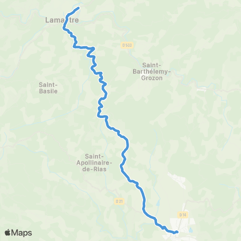 ARA Cars Ardèche - Scolaire Chalencon - Vernoux-en-Vivarais - Lamastre / Arlebosc-Bozas map