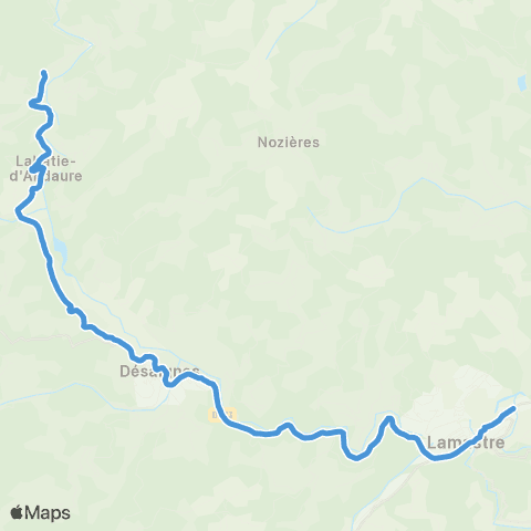 ARA Cars Ardèche - Scolaire Labatie d'Andaure - Lamastre map