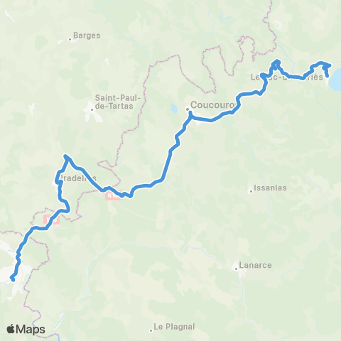 ARA Cars Ardèche - Scolaire Le Lac d'Issarles - Langogne map