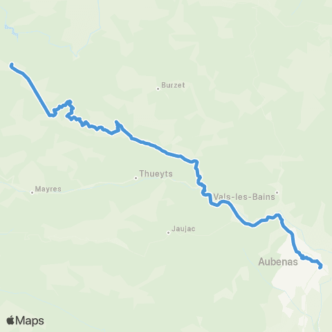 ARA Cars Ardèche - Scolaire Ste Eulalie - St Cirgues - Aubenas / Aubenas - St Cirgues en Montagne map