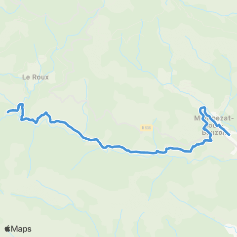 ARA Cars Ardèche - Scolaire Mayres - Thueyts / St Pierre de C - École de Meyras / Chirols - Montpezat / Chirols - Pont de Labeaume map