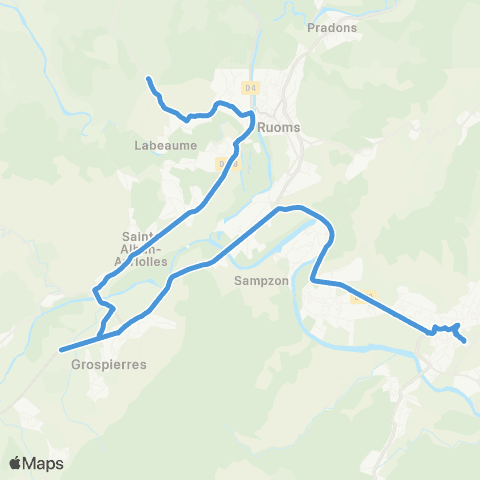 ARA Cars Ardèche - Scolaire Labeaume - Vallon Pont d'Arc map