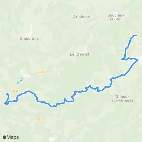 ARA Cars Ardèche - Scolaire Alboussiere - Lamastre map